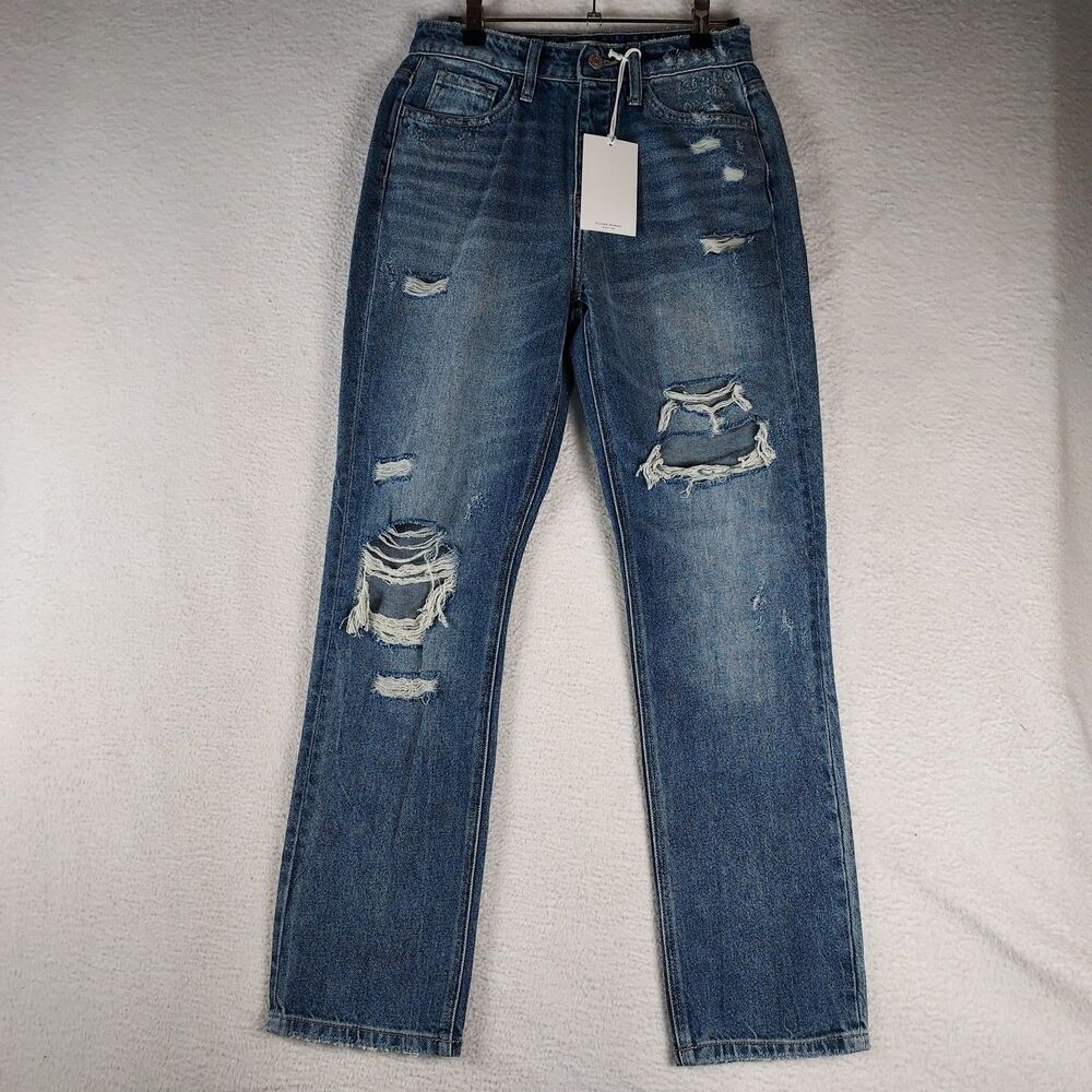 Flying Monkey Black Label Distressed Jeans Womens 24 Straight Ripped NWT